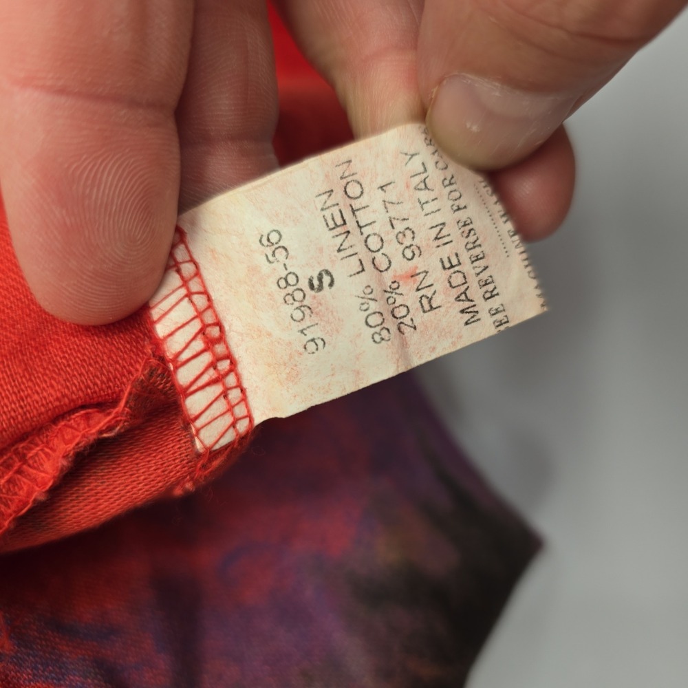 Cristina Vergani Italy Red Floral Linen Cotton Lagenlook Pocket Dress Small - Picture 4 of 7